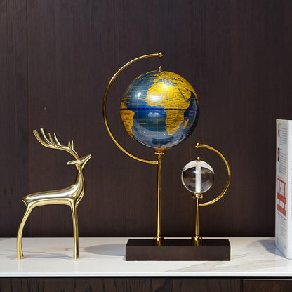 Anyhouz 18*37cm Creative Globe Desktop Ornaments Tabletop Home Decor Modern Art Living Room Display House Decorative Crafts Metal Ornaments-Ornaments-PEROZ Accessories