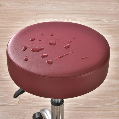 Anyhoux Barstool Cushion Cover Wine Red Elastic Bands Slipcover for Swivel Chair Barstool Washable PU Leather Cushion Cover-Chair Cover-PEROZ Accessories