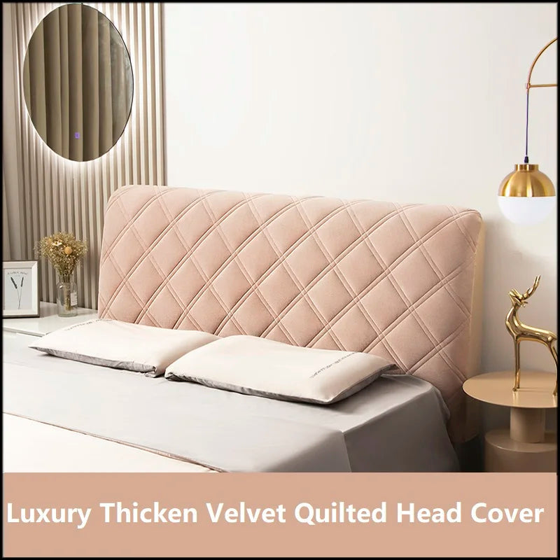 Anyhouz Headboard Cover Dark Gray Criss Cross Pattern Super Soft Smooth Quilted Velvet Bed Back Dust Protector Cover 140x70cm-Bed Headboard-PEROZ Accessories