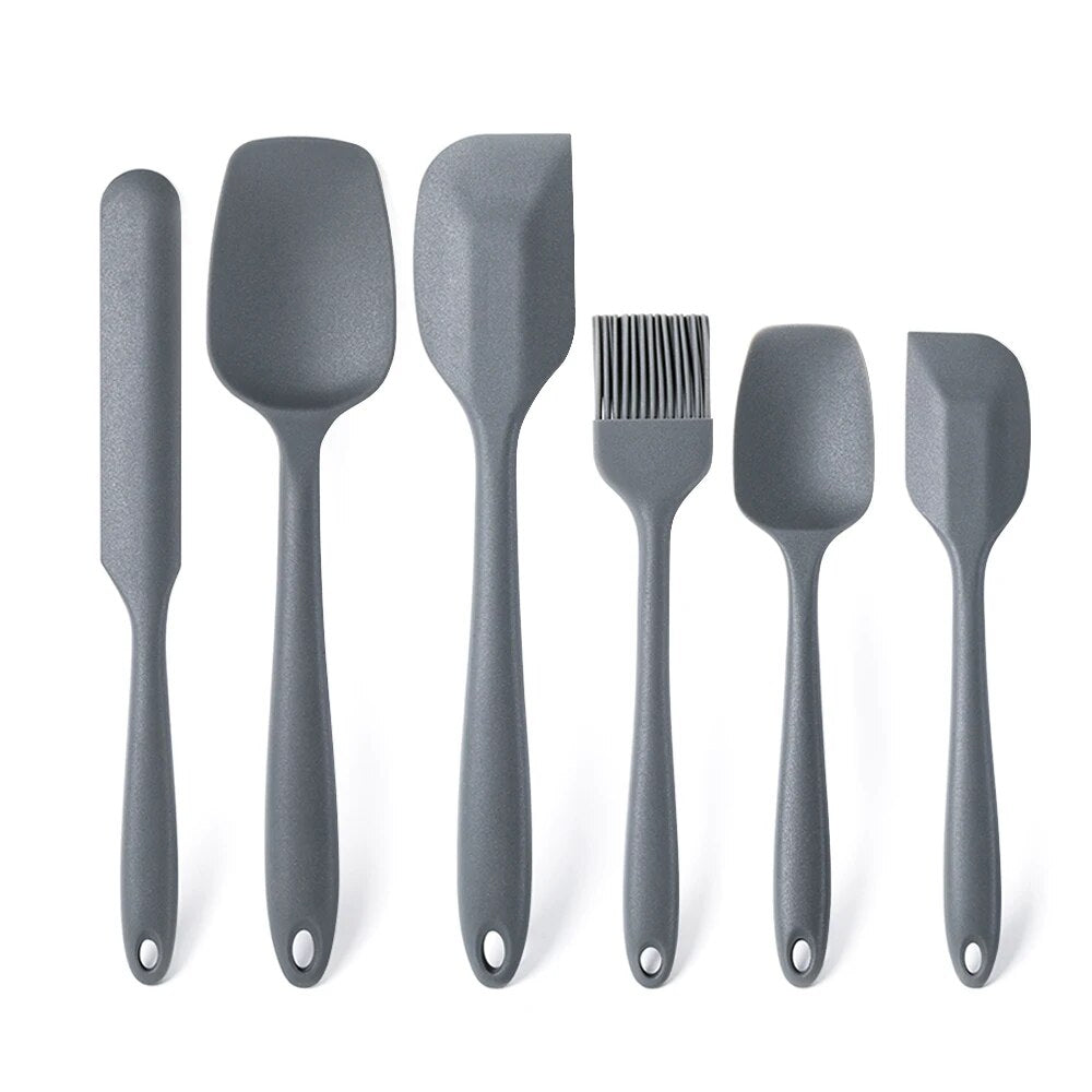 Anygleam Silicone Grey Seamless Spatula 6 Set Kitchen Accessories Baking Utensil Kit Bread Cake Mixing Tools Cooking Scraper Heat Resistant-Spatula and Shovel-PEROZ Accessories
