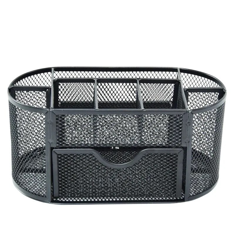 AnyCraft Black Metal Mesh Stationery Storage Organizer with Large Capacity Compartments for Office and School Supplies-Organizers-PEROZ Accessories
