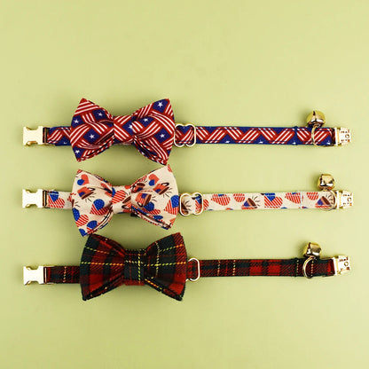 AnyWags Cat Collar Flag Heart Large with Safety Buckle, Bell, and Durable Strap Stylish and Comfortable Pet Accessory-Cat Supplies-PEROZ Accessories