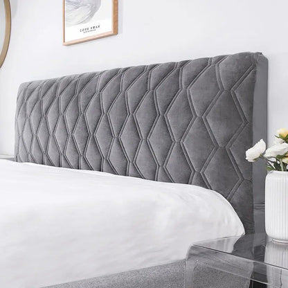 Anyhouz Headboard Cover Dark Gray Zigzag Pattern Super Soft Smooth Quilted Velvet Bed Back Dust Protector Cover 100x70cm-Bed Headboard-PEROZ Accessories