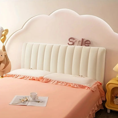 Anyhouz Headboard Cover Off White Short Plush Super Soft Smooth Quilted Velvet Bed Back Dust Protector Cover 120x70cm-Bed Headboard-PEROZ Accessories