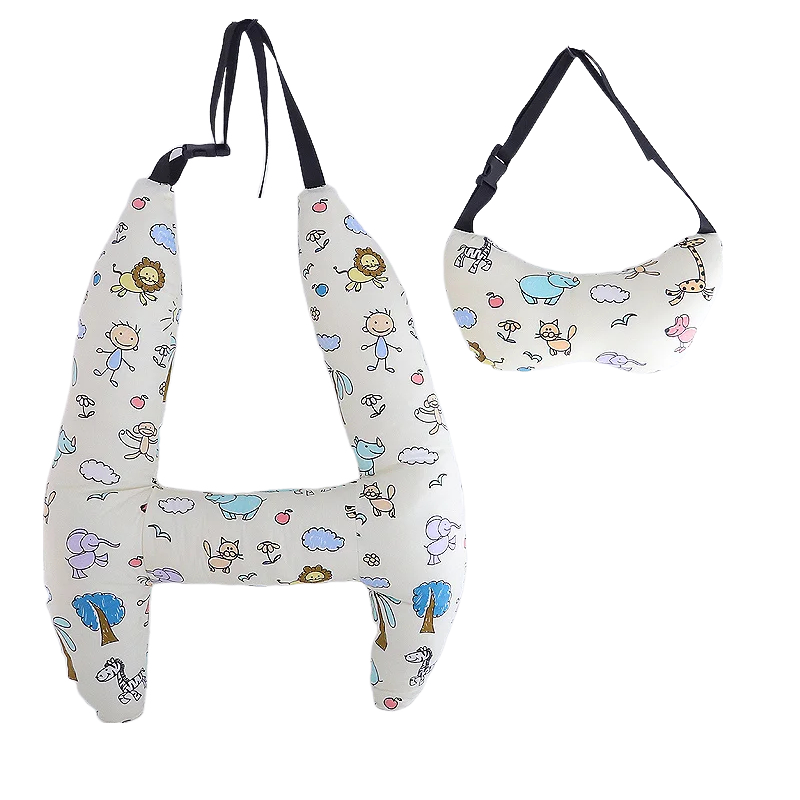 Anypack Car Travel Pillow White Cartoon Drawing 1 Set for Kids and Adult Neck Head Support H-Shape Travel Pillow-Neck Pillow-PEROZ Accessories