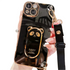 Anymob iPhone Case Shockproof Black Plating Panda Crossbody Necklace Stand Lanyard Case Strap Cover-Mobile Phone Cases-PEROZ Accessories