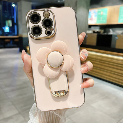 Anymob iPhone Case Shockproof Pink Plating Silicone Case Flower Rotating Windmill Bracket Cover-Mobile Phone Cases-PEROZ Accessories
