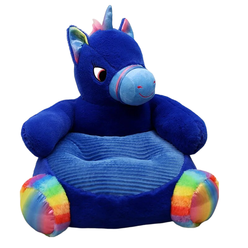 Anykidz Sofa Blue Unicorn Animal Shape Stuffed Soft Sofa Seat Cushion Room Decor for Kids-Kids Sofa-PEROZ Accessories