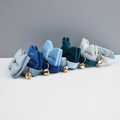 AnyWags Cat Collar Blue Large Bow with Safety Buckle, Bell, and Durable Strap Stylish and Comfortable Pet Accessory-Cat Supplies-PEROZ Accessories