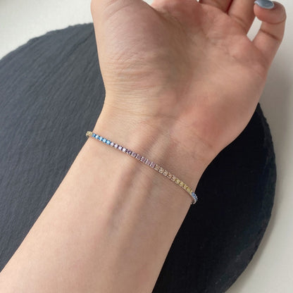Anyco Bracelet Elegant Rainbow Color Cubic Zirconia Wholesale Fine Jewelry Bracelets Women S925 Sterling Silver Tennis Bracelet-Bracelets-PEROZ Accessories