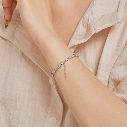 Anyco Bracelet Custom Cuban Chain Link 925 Silver Men Women Bracelet Jewelry Iced Out Fully Rainbow Cz Diamond Tennis Bracelets-Bracelets-PEROZ Accessories