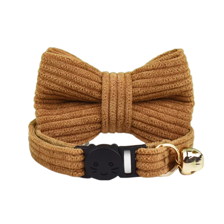 AnyWags Cat Collar Choco Brown Bow Large with Safety Buckle, Bell, and Durable Strap Stylish and Comfortable Pet Accessory-Cat Supplies-PEROZ Accessories