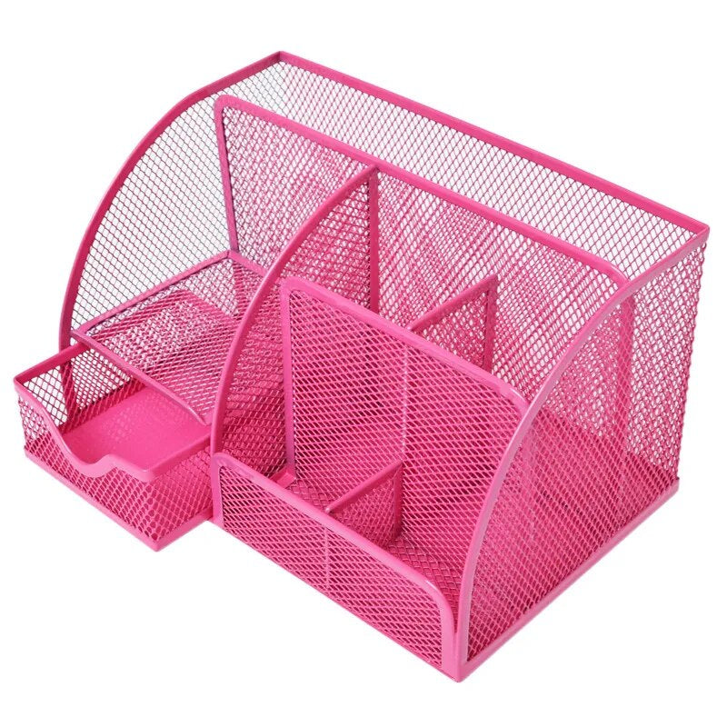 AnyCraft Red Mesh Stationery Storage Organizer with Compartments for Office and School Supplies-Organizers-PEROZ Accessories