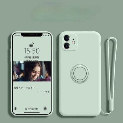 Anymob Xiaomi Redmi Case Mint Green Stand Ring Holder Strap Liquid Silicon Cover Phone Protection-Mobile Phone Cases-PEROZ Accessories