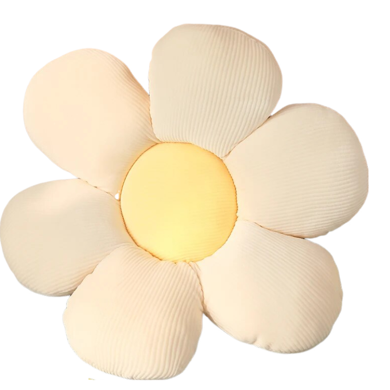 Anyhouz Plush Pillow White Yellow Flower Shape Stuffed Soft Pillow Seat Cushion Room Decor 30-35cm-Pillow-PEROZ Accessories