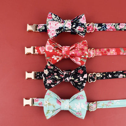 AnyWags Cat Collar Dotted Black Bow Large with Safety Buckle, Bell, and Durable Strap Stylish and Comfortable Pet Accessory-Cat Supplies-PEROZ Accessories