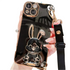 Anymob iPhone Case Shockproof Black Rabbit Bracket Crossbody Lanyard Case Plating Stand Silicon Phone Cover-Mobile Phone Cases-PEROZ Accessories