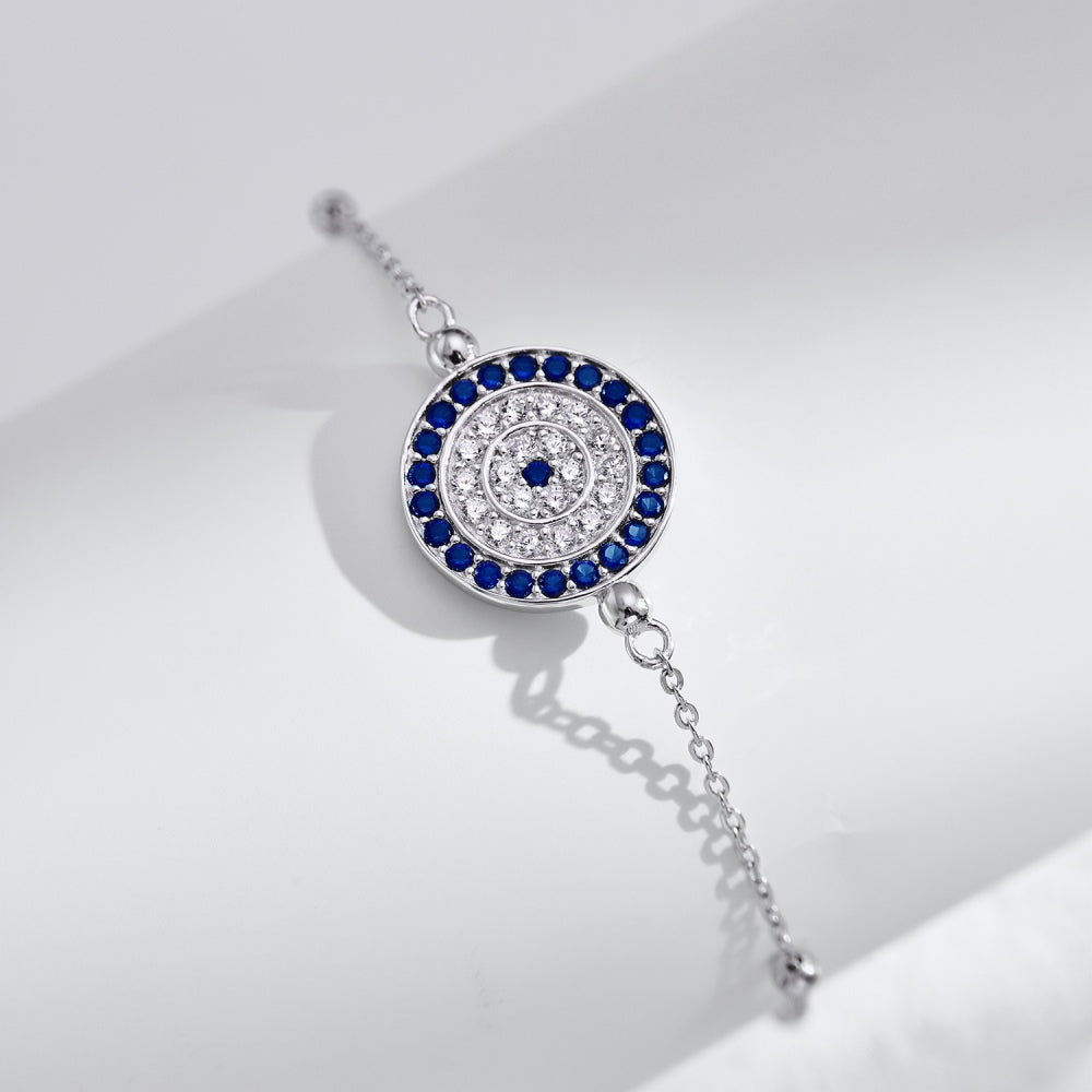 Anyco Bracelet Classical Dainty Adjustable Circle Chain Silver Devil Eye Bangle Bracelet For Women-Bracelets-PEROZ Accessories