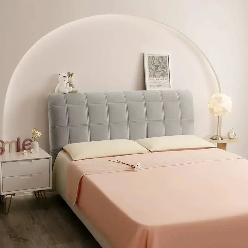 Anyhouz Headboard Cover Square Light Gray Super Soft Smooth Quilted Velvet Bed Back Dust Protector Cover 180x70cm-Bed Headboard-PEROZ Accessories