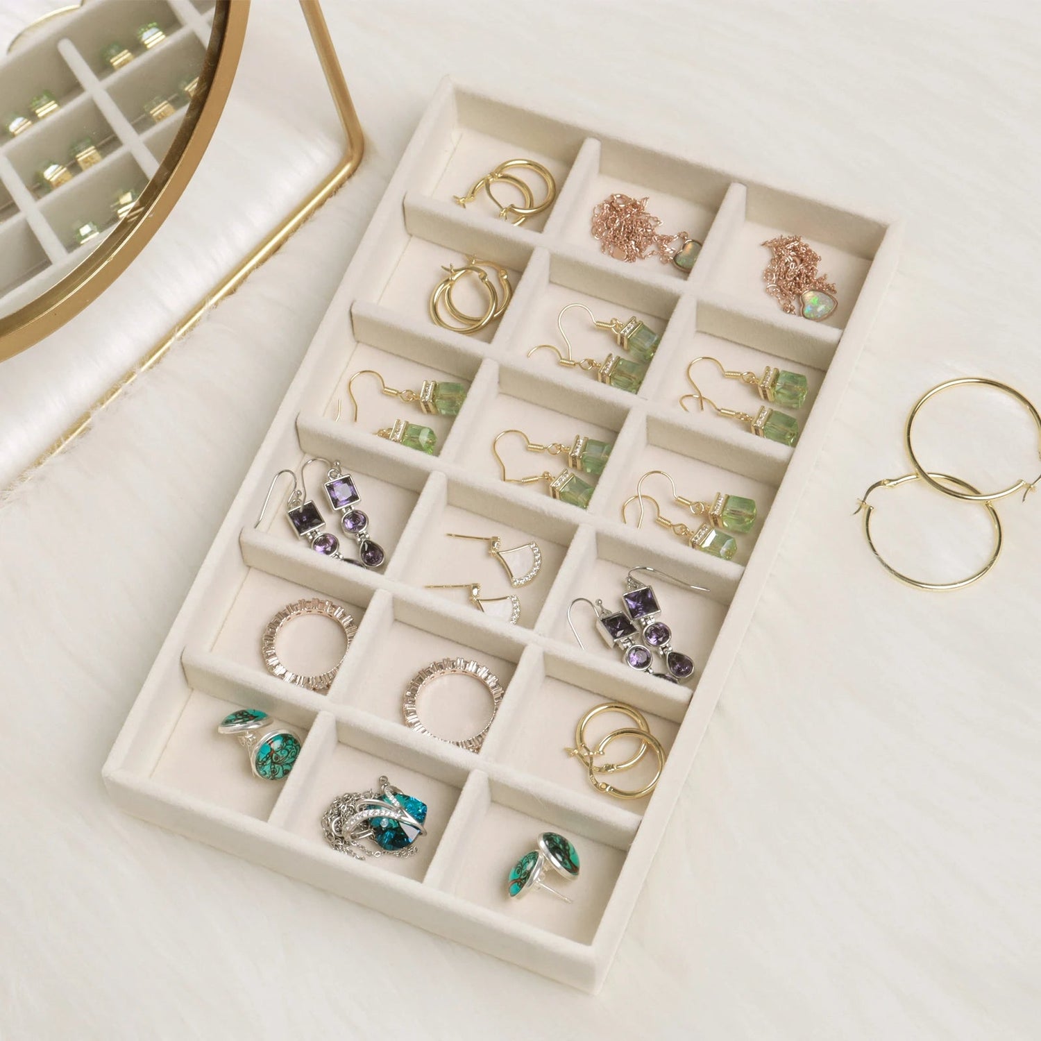 Anyhouz Jewelry Storage Beige Design H Display Tray Drawer Storage Jewellery Holder For Ring Earrings Necklace Bracelet-Jewellery Holders &amp; Organisers-PEROZ Accessories