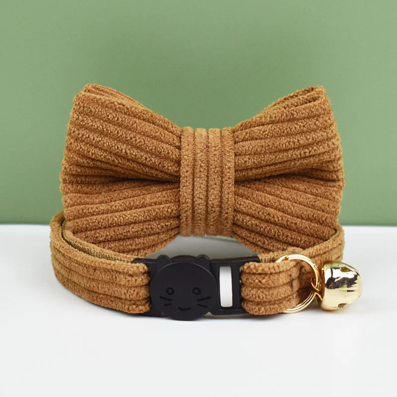 AnyWags Cat Collar Choco Brown Bow Small with Safety Buckle, Bell, and Durable Strap Stylish and Comfortable Pet Accessor-Cat Supplies-PEROZ Accessories