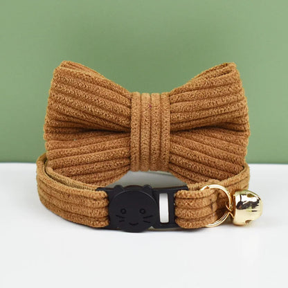 AnyWags Cat Collar Choco Brown Bow Small with Safety Buckle, Bell, and Durable Strap Stylish and Comfortable Pet Accessor-Cat Supplies-PEROZ Accessories