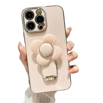 Anymob iPhone Case Shockproof Pink Plating Silicone Case Flower Rotating Windmill Bracket Cover-Mobile Phone Cases-PEROZ Accessories