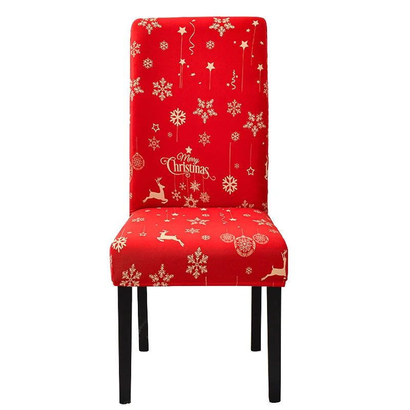Anyhouz Chair Cover Red Small Snow Flakes Design with Anti-Dirt and Elastic Material for Dining Room Kitchen Wedding Hotel Banquet Restaurant-Chair Cover-PEROZ Accessories