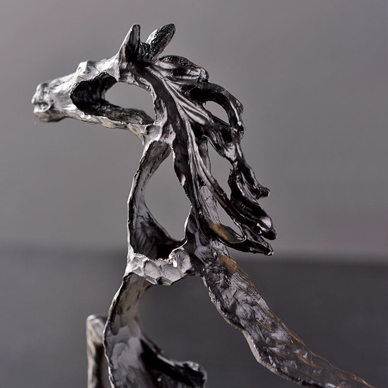 Anyhouz 38cm Metal Weaving Hollow Gold Horse Statue Tabletop Home Decor Modern Art Living Room Display House Decorative Crafts Metal Ornaments-Ornaments-PEROZ Accessories