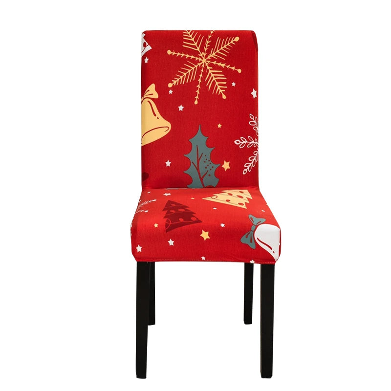 Anyhouz Chair Cover Red Christmas Bells Trees Design with Anti-Dirt and Elastic Material for Dining Room Kitchen Wedding Hotel Banquet Restaurant-Chair Cover-PEROZ Accessories