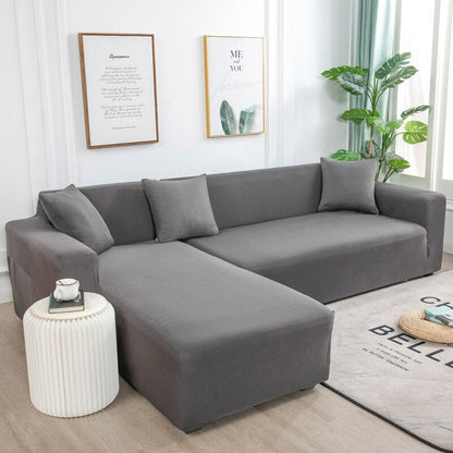 Anyhouz 3 Seater Sofa Cover Plain Grey Style and Protection For Living Room Sofa Chair Elastic Stretchable Slipcover-Slipcovers-PEROZ Accessories