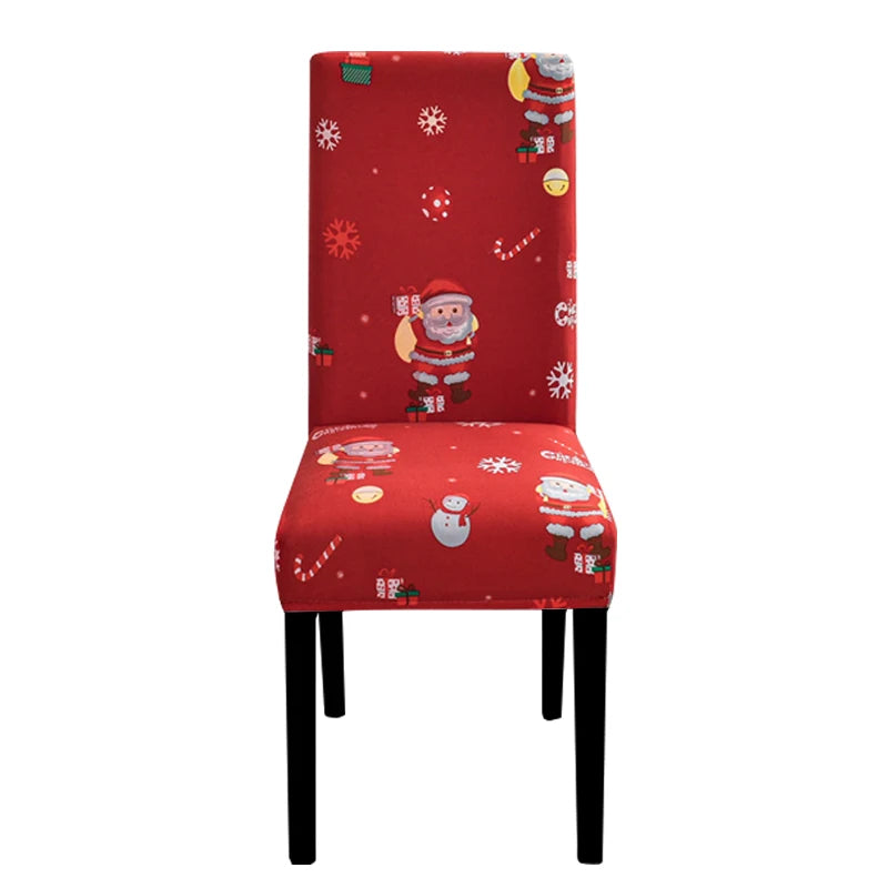 Anyhouz Chair Cover Red Santa Gift Snowman Design with Anti-Dirt and Elastic Material for Dining Room Kitchen Wedding Hotel Banquet Restaurant-Chair Cover-PEROZ Accessories