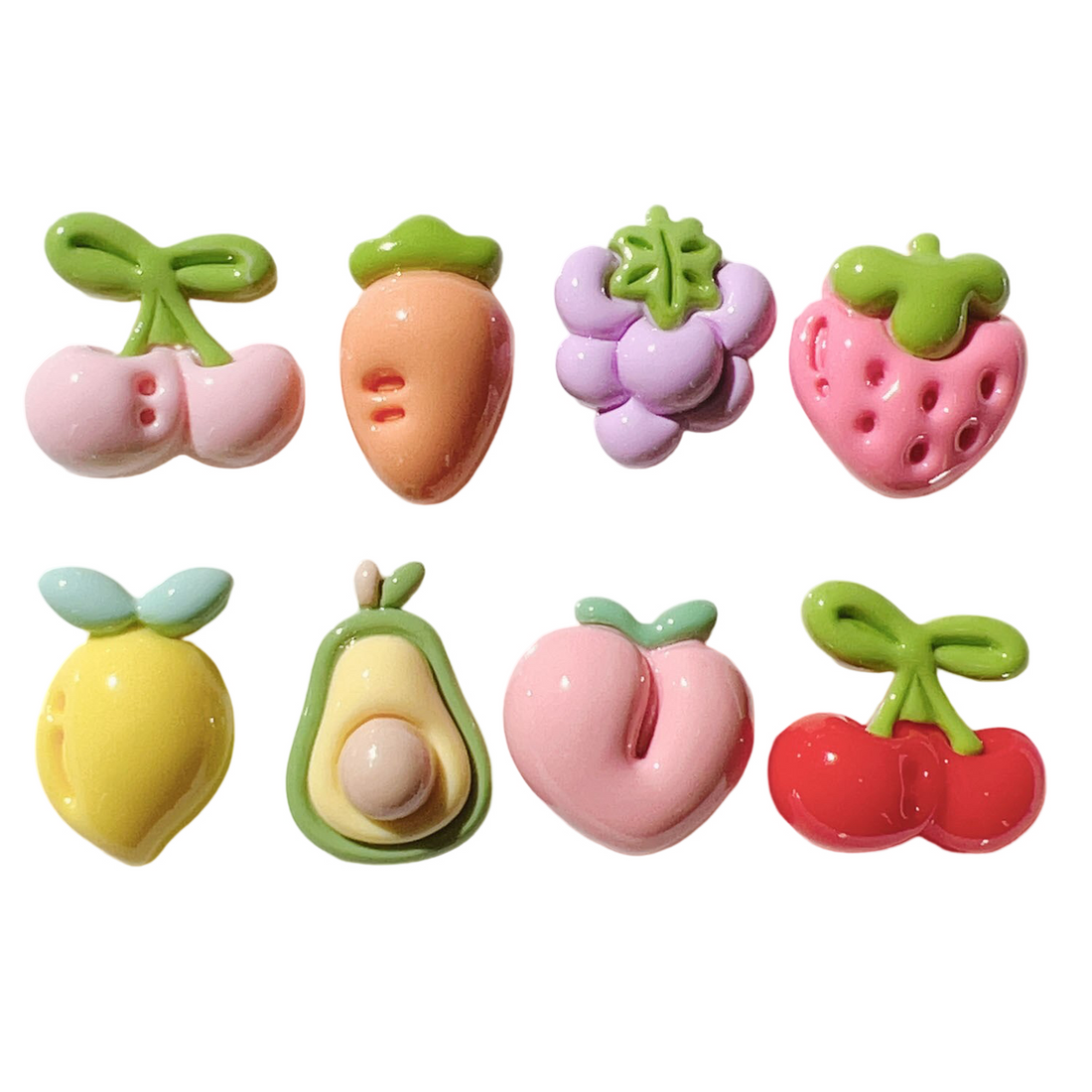 Anykidz 8pcs Shiny Fruit Design Shoe Charm Accessories Jeans Clogs Pendant Pin Designer Ornament Jibbitz for Crocs-Shoe Charms-PEROZ Accessories