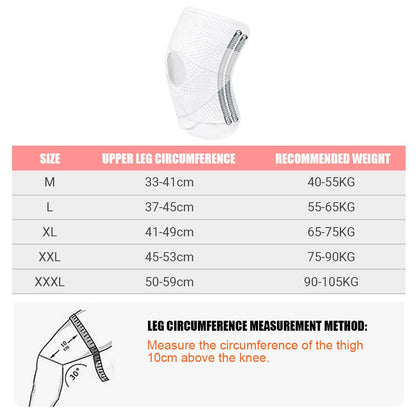 Anyfit 1PC Sports Kneepad 45-53cm White Universal Elastic Fitness Gear Knee Cushioning Padding Equipment Brace Protector-Exercise &amp; Fitness-PEROZ Accessories