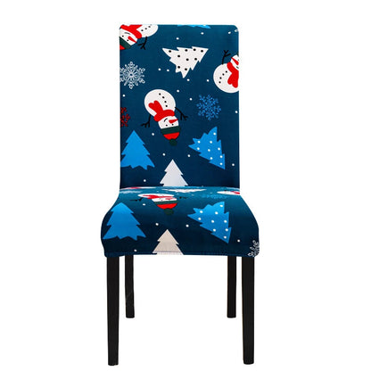 Anyhouz Chair Cover Dark Blue Snowman Christmas Holiday Design with Anti-Dirt and Elastic Material for Dining Room Kitchen Wedding Hotel Banquet Restaurant-Chair Cover-PEROZ Accessories