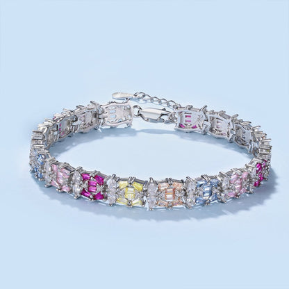 Anyco Bracelet Waterdrop Pear Shape 925 Sterling Silver Bracelet Jewelry Set Cubic Zirconia Pink Stone Diamond Tennis Bracelets Women-Bracelets-PEROZ Accessories