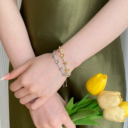 Anyco Bracelet Gold Plated Love Heart Jewelry Bangles For Women Adjustable-Bracelets-PEROZ Accessories