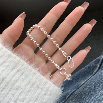 Anyco Bracelet S925 Sterling Silver Jewelry Heart Bracelet Personality Bead Chain Charm Couple Bracelets For Women Men-Bracelets-PEROZ Accessories