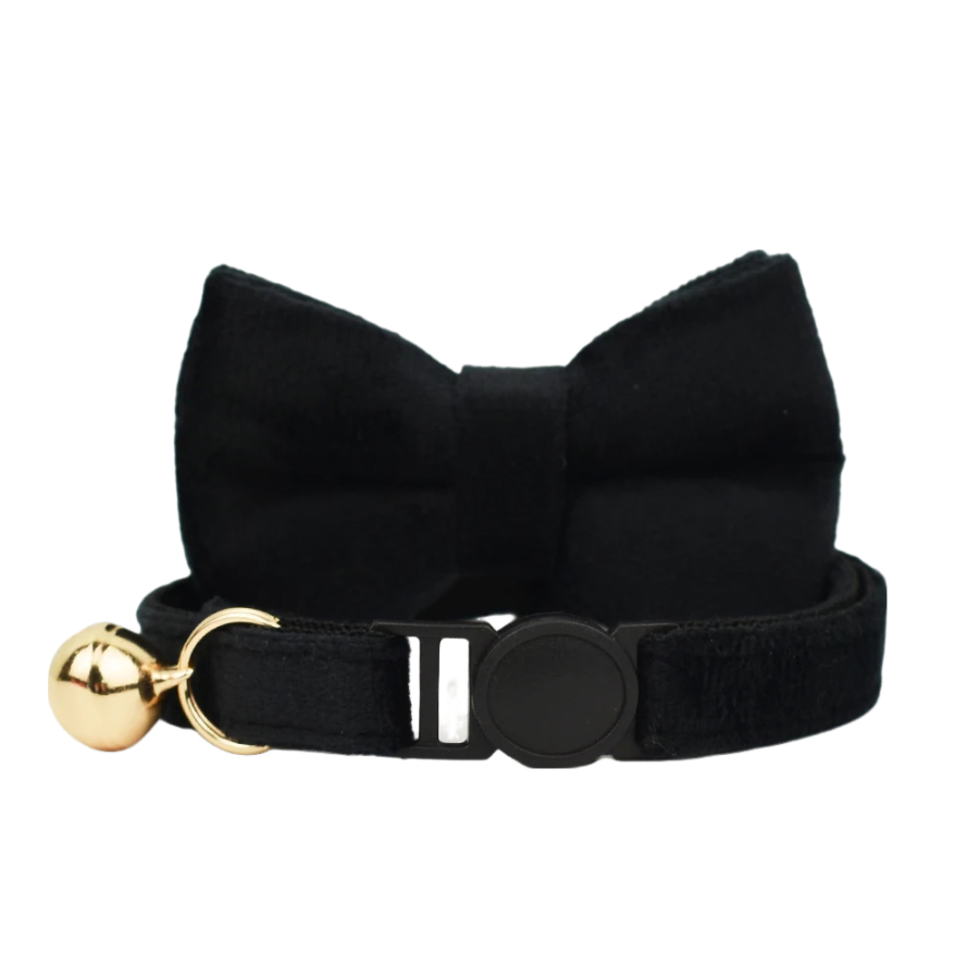 AnyWags Cat Collar Black Bow Large with Safety Buckle, Bell, and Durable Strap Stylish and Comfortable Pet Accessory-Cat Supplies-PEROZ Accessories