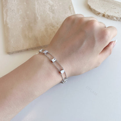 Anyco Bracelet Cuba Drop Blue Heart Shape Iced Out Tennis Cubic Zirconia 925 Silver Chain Crystal Bracelets Bangles Charm For Bracelet Women-Bracelets-PEROZ Accessories