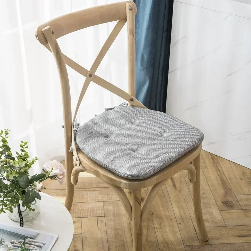 Anyhouz Chair Cushion with Straps Light Gray Seat Pad Mat for Dining Room and Outdoor Garden-Pillow-PEROZ Accessories