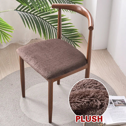 Anyhouz Chair Cover Brown Fur Stretch Seat Cover for Home Dinning Kitchen Washable Removable-Chair Cover-PEROZ Accessories