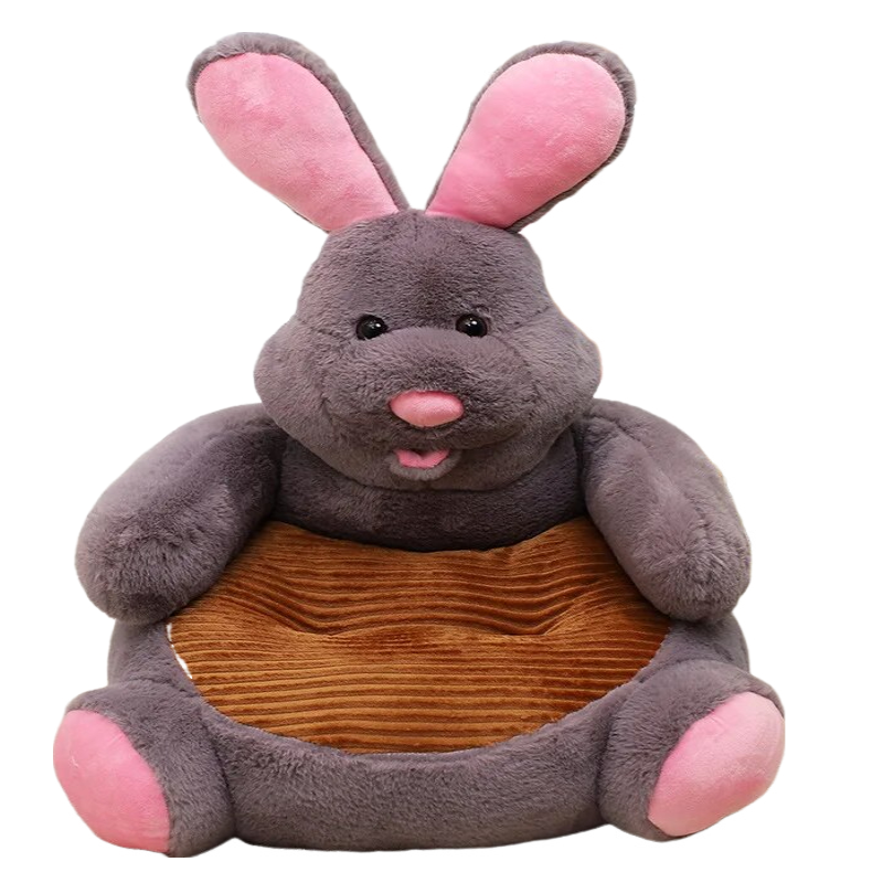 Anykidz Sofa Gray Rabbit Animal Shape Stuffed Soft Sofa Seat Cushion Room Decor for Kids-Kids Sofa-PEROZ Accessories