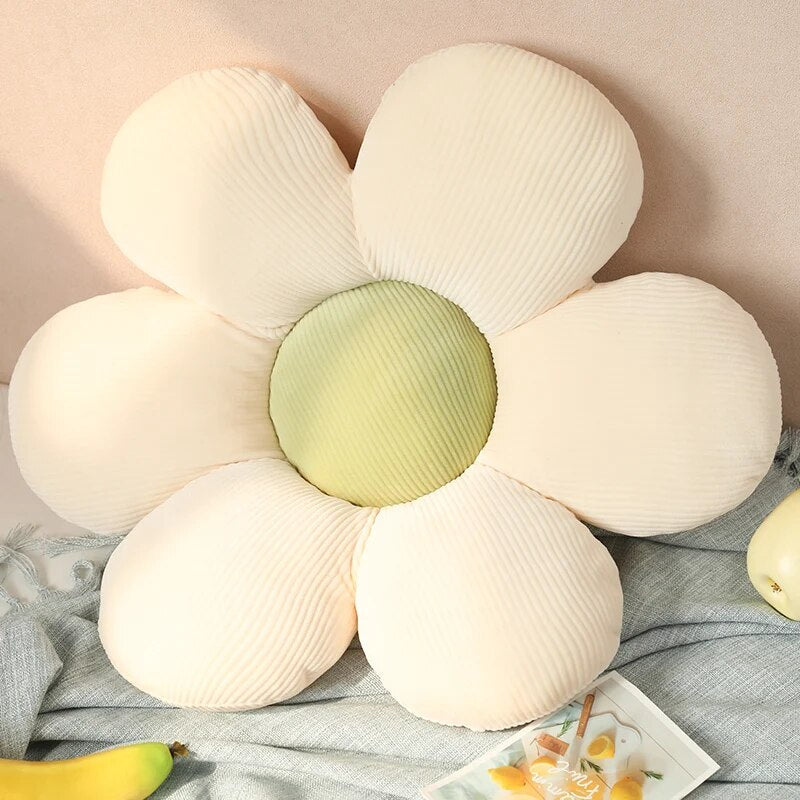 Anyhouz Plush Pillow White Green Flower Shape Stuffed Soft Pillow Seat Cushion Room Decor 50-55cm-Pillow-PEROZ Accessories