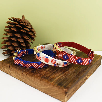 AnyWags Cat Collar Flag Heart Large with Safety Buckle, Bell, and Durable Strap Stylish and Comfortable Pet Accessory-Cat Supplies-PEROZ Accessories