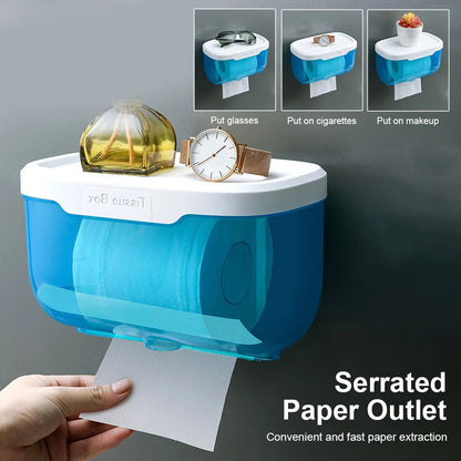 Anyhouz Paper Towel Dispenser Black Wall Mounted Storage Box Phone Rack Portable Toilet Paper Holders Waterproof Shelf Bathroom Organizer-Bathroom and Toilet Accessories-PEROZ Accessories