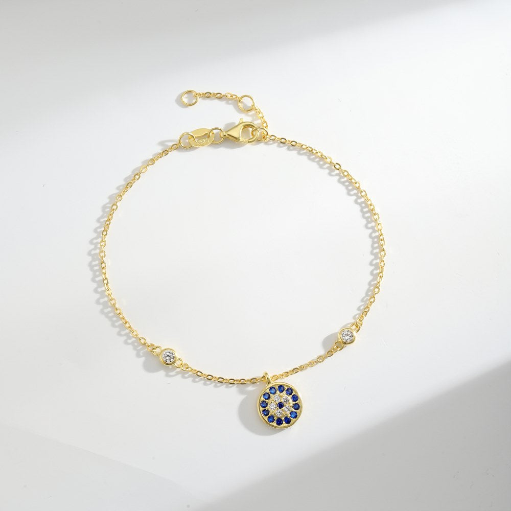 Anyco Bracelet Custom Cubic Zirconia Bracelets Adjustable Blue Big Eye Gold Platted Bracelet For Women Jewelry-Bracelets-PEROZ Accessories