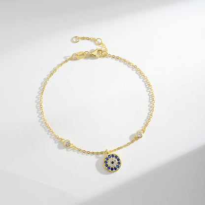 Anyco Bracelet Custom Cubic Zirconia Bracelets Adjustable Blue Big Eye Gold Platted Bracelet For Women Jewelry-Bracelets-PEROZ Accessories