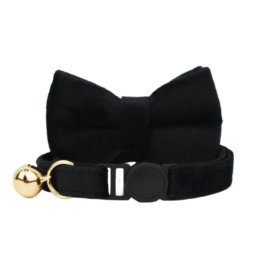 AnyWags Cat Collar Black Bow Small with Safety Buckle, Bell, and Durable Strap Stylish and Comfortable Pet Accessor-Cat Supplies-PEROZ Accessories