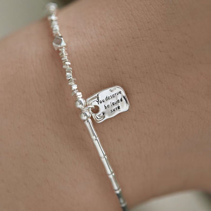 Anyco Bracelet Hypoallergenic 925 Sterling Silver Bracelet Irregular Broken Beaded Silver Pendant Bracelets Bangles for Women-Bracelets-PEROZ Accessories